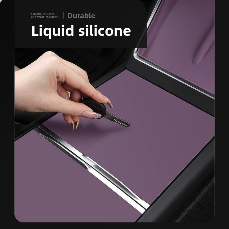 [Aisen] Haze Raspberry Purple Silicone Wireless Charger Mat for Tesla Model Y Juniper & Model 3 Highland (Premium Liquid Silicone, Anti-Slip Dust Protector)
