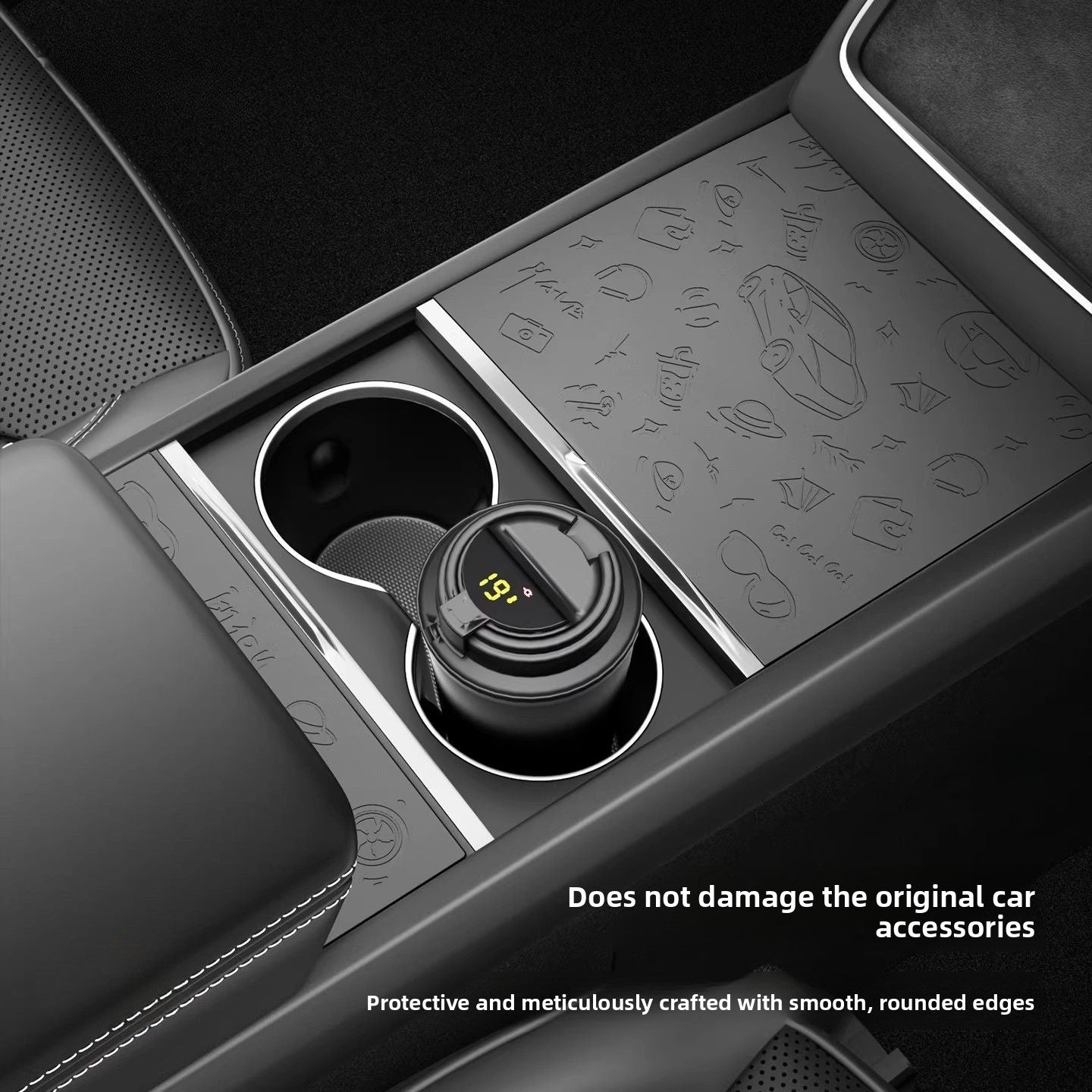 [Aisen] Center Console Wireless Charger Silicone Mat Cover Anti-Slip Charging Pad Dust Protector for Tesla Model Y Juniper Model 3 Highland (Premium Eco-Friendly Liquid Silicone, Electrostatic Matte Black 1PCS)