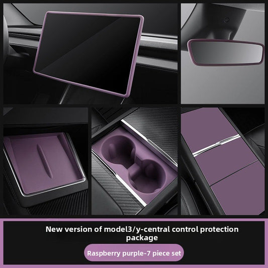 [Aisen] Haze Raspberry Purple Silicone Wireless Charger Mat for Tesla Model Y Juniper & Model 3 Highland (Premium Liquid Silicone, Anti-Slip Dust Protector)