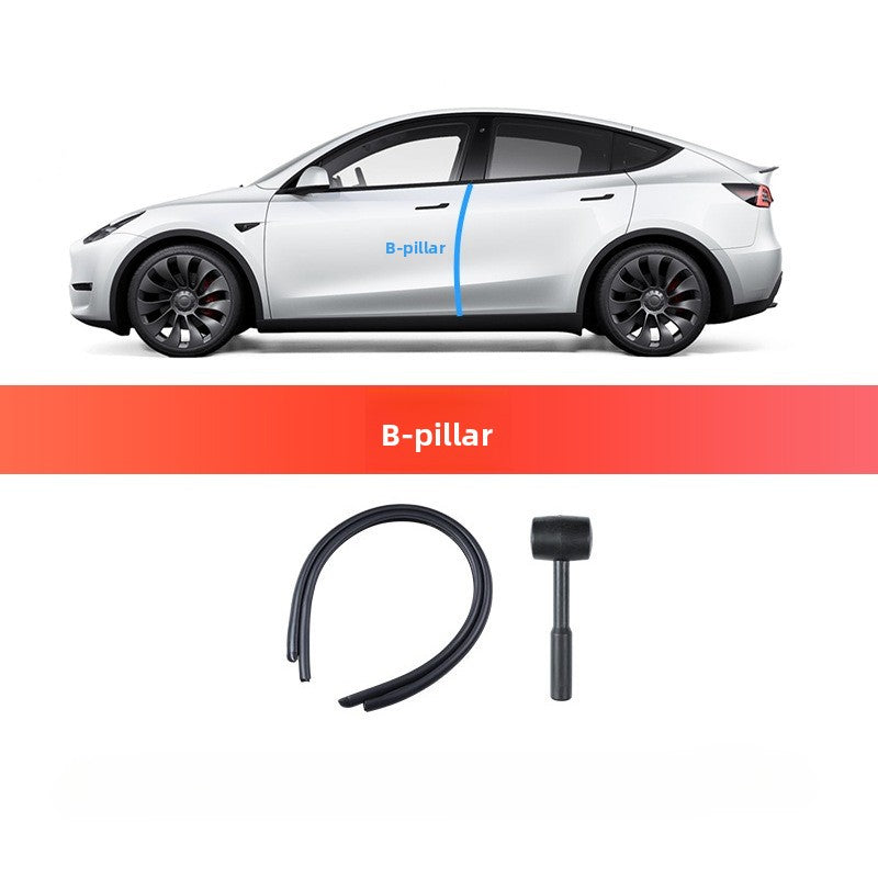 [Aisen] B-Pillar Soundproof Seal Strips for Tesla Model Y Juniper / Model 3 Highland 2024-2026 EPDM Rubber Wind Noise Reduction Weatherstrip (Black, 2-Pack)