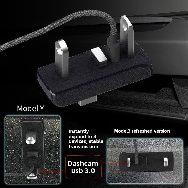 [Aisen] Glovebox USB Hub for Tesla Model 3 Model Y 2021 2022 2023 Multi-Port Splitter Sentry Mode Docking Station