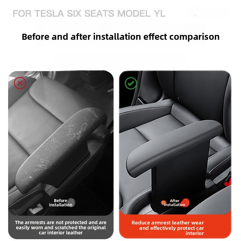 [Aisen] Waterproof Silicone Rear Armrest Cover for Tesla Model Y 6-Seater (Premium Anti-Scratch Seat Protector, Tactical Black 2PCS)