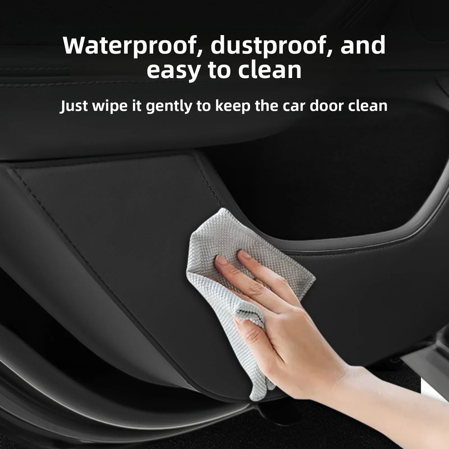 [Aisen] Door Anti-Kick Guard Protection Panel Kit for Tesla Model 3 Highland Model Y Juniper (Premium Alcantara-Texture Suede, 4-Piece Full Set)