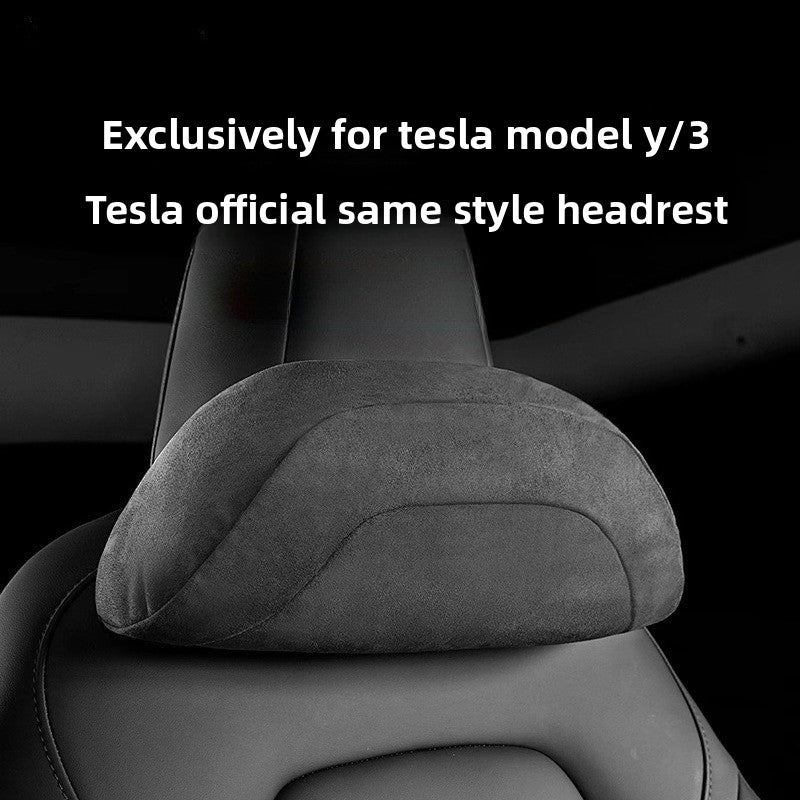 [Aisen] for Tesla Model 3 Model Y Black Headrest Pillow Neck Support Cushion Memory Foam PU Leather Interior Comfort Accessory