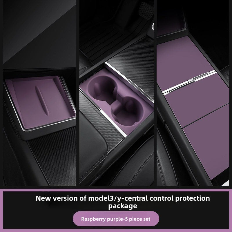 [Aisen] Haze Raspberry Purple Silicone Wireless Charger Mat for Tesla Model Y Juniper & Model 3 Highland (Premium Liquid Silicone, Anti-Slip Dust Protector)
