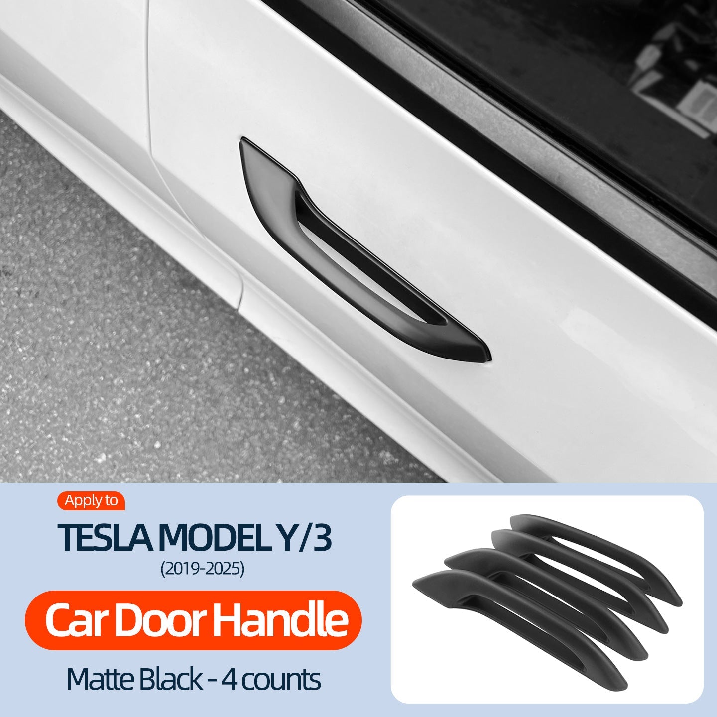 [Aisen] Exterior Door Handle Assist Puller Anti-Freeze Cold-Weather Opener for Tesla Model 3 Model Y 2021-2026 (Premium Weatherproof Sub-Zero High-Impact Polymer, 4-Pack Complete Door Set)