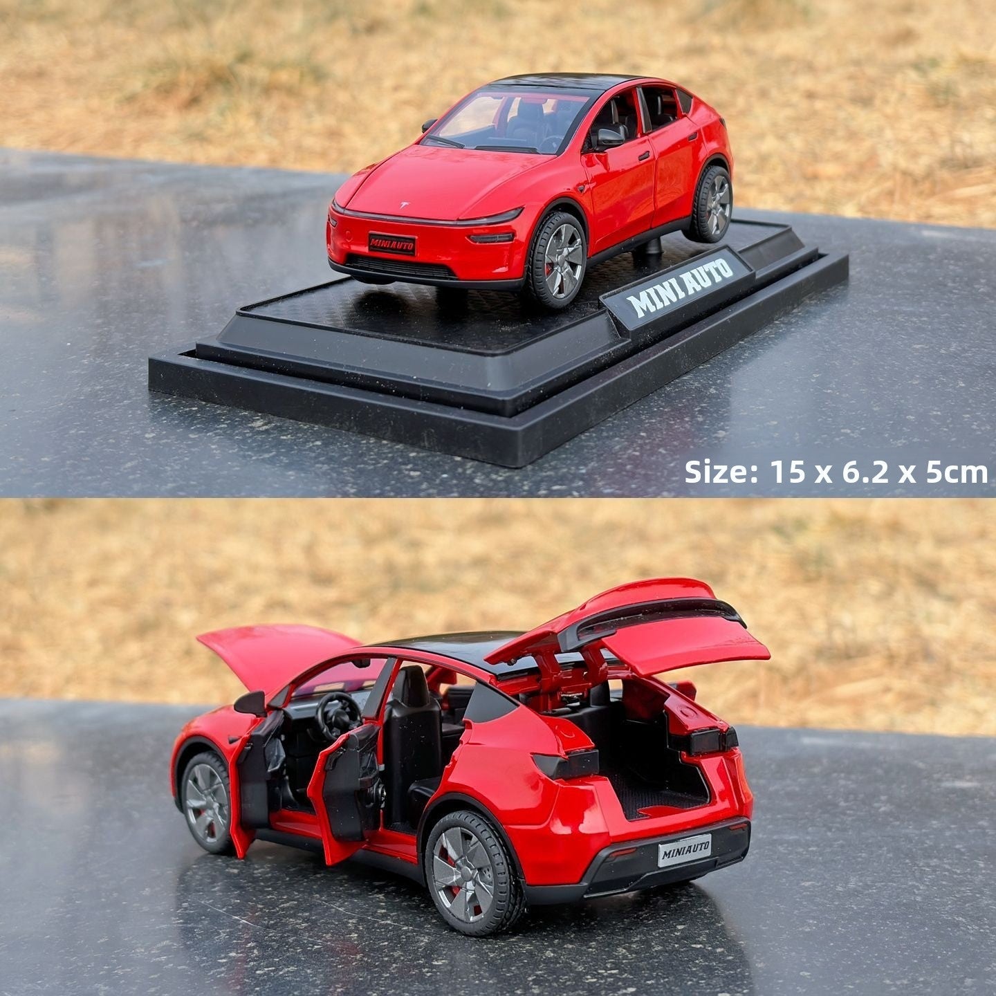 [Aisen] Diecast Metal Toy Car Model Collectible Miniature Vehicle for Tesla Model Y Juniper (Premium Diecast Zinc Alloy & High-Impact Polymer, 1:32 Scale Sound & Light 1PCS)