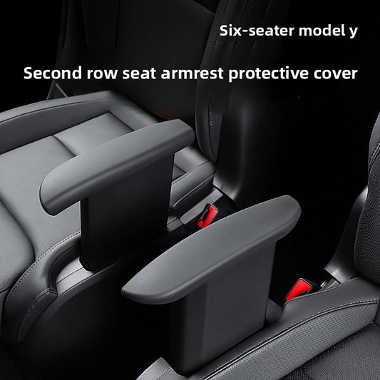 [Aisen] Waterproof Silicone Rear Armrest Cover for Tesla Model Y 6-Seater (Premium Anti-Scratch Seat Protector, Tactical Black 2PCS)