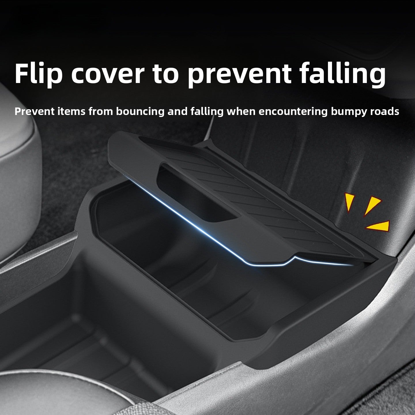 [Aisen] TPE Center Console Lower Organizer Box for Tesla Model Y Standard (Premium Odorless TPE, Heavy-Duty Dual-Slot)