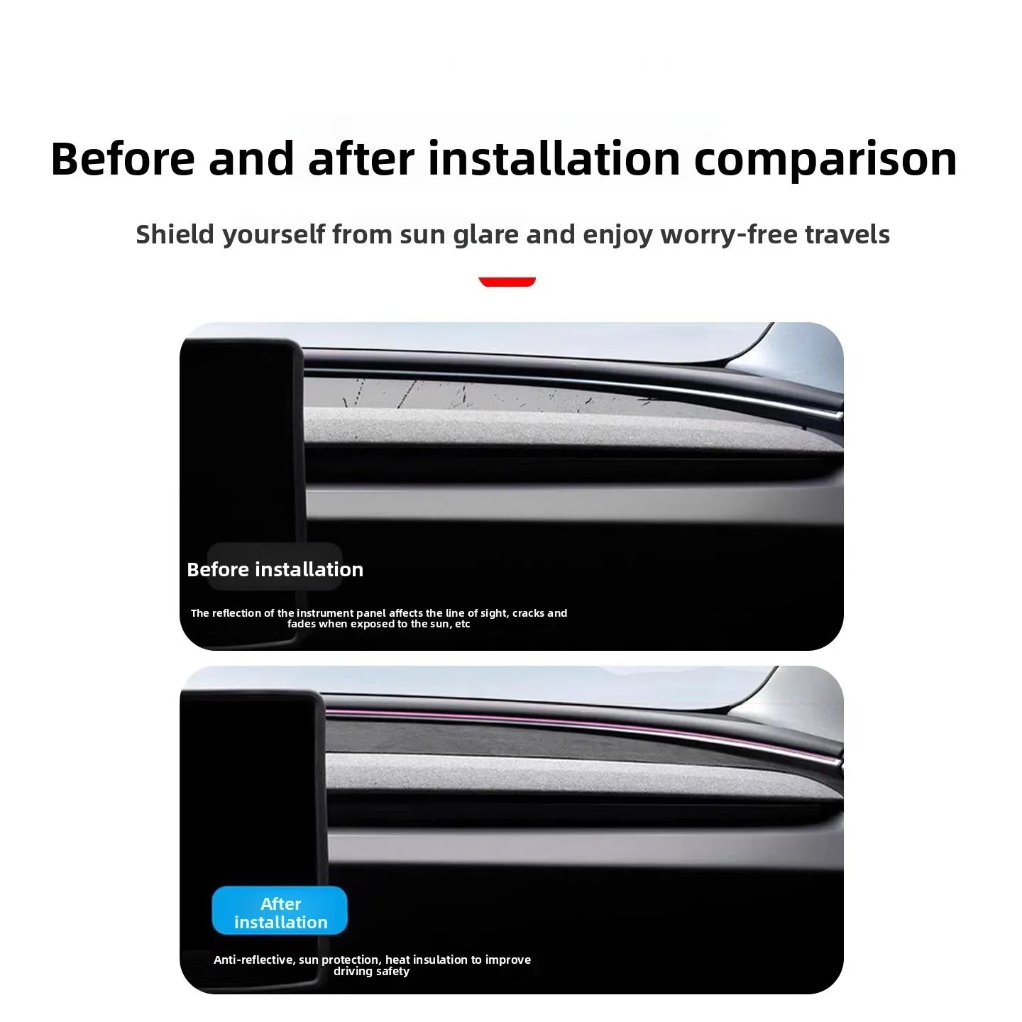 [Aisen] Dashboard Cover Mat for Tesla Model Y Juniper & Model 3 Highland 2024-2026 Premium Suede Sunshade Protector