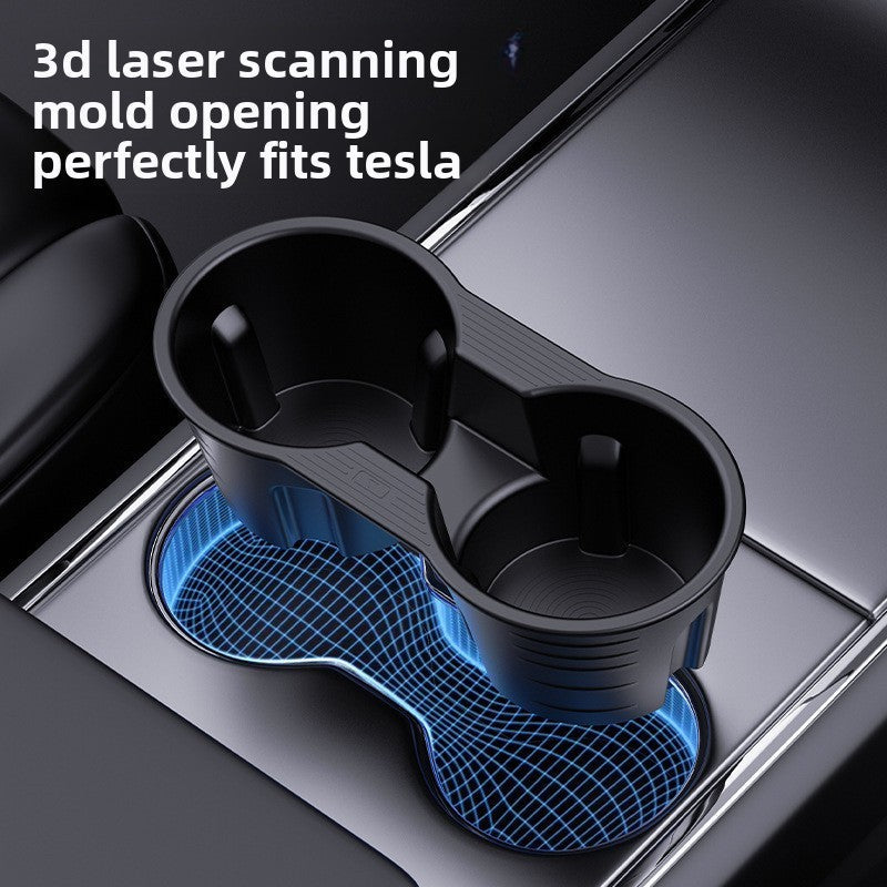 Center Console Cup Holder Insert for Tesla Model 3 Model Y 2021 2022 2023 Anti-Shake Limiter (Premium Liquid Silicone, 1-Pack)