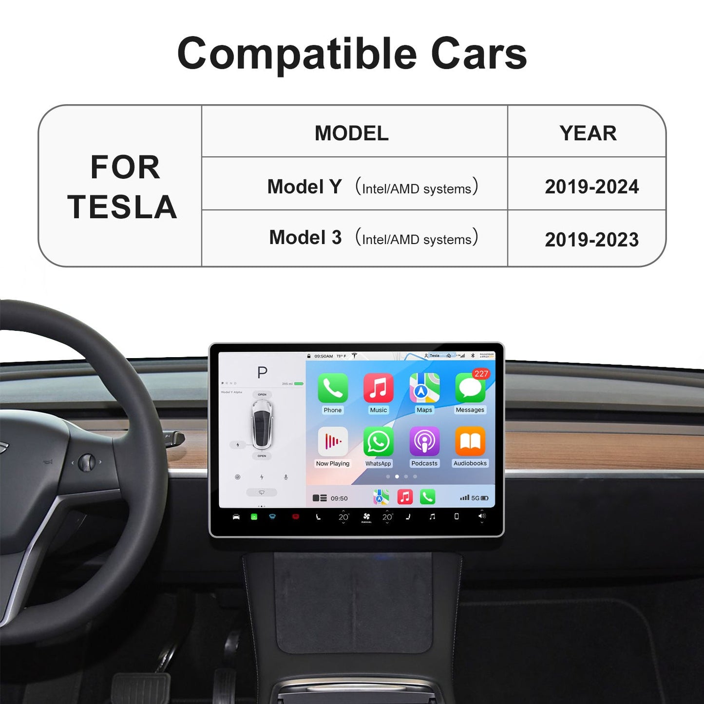 [Aisen] Wireless CarPlay Android Auto Adapter Smart Infotainment Interconnect Box for Tesla Model 3 Model Y 2019-2024