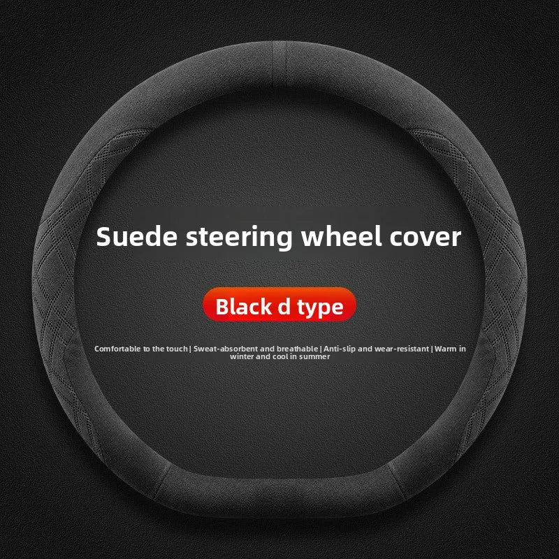 [Aisen] Winter Warm Steering Wheel Cover for Tesla Model Y Juniper & Model 3 Highland Premium Plush Anti-Slip Protector (Black)