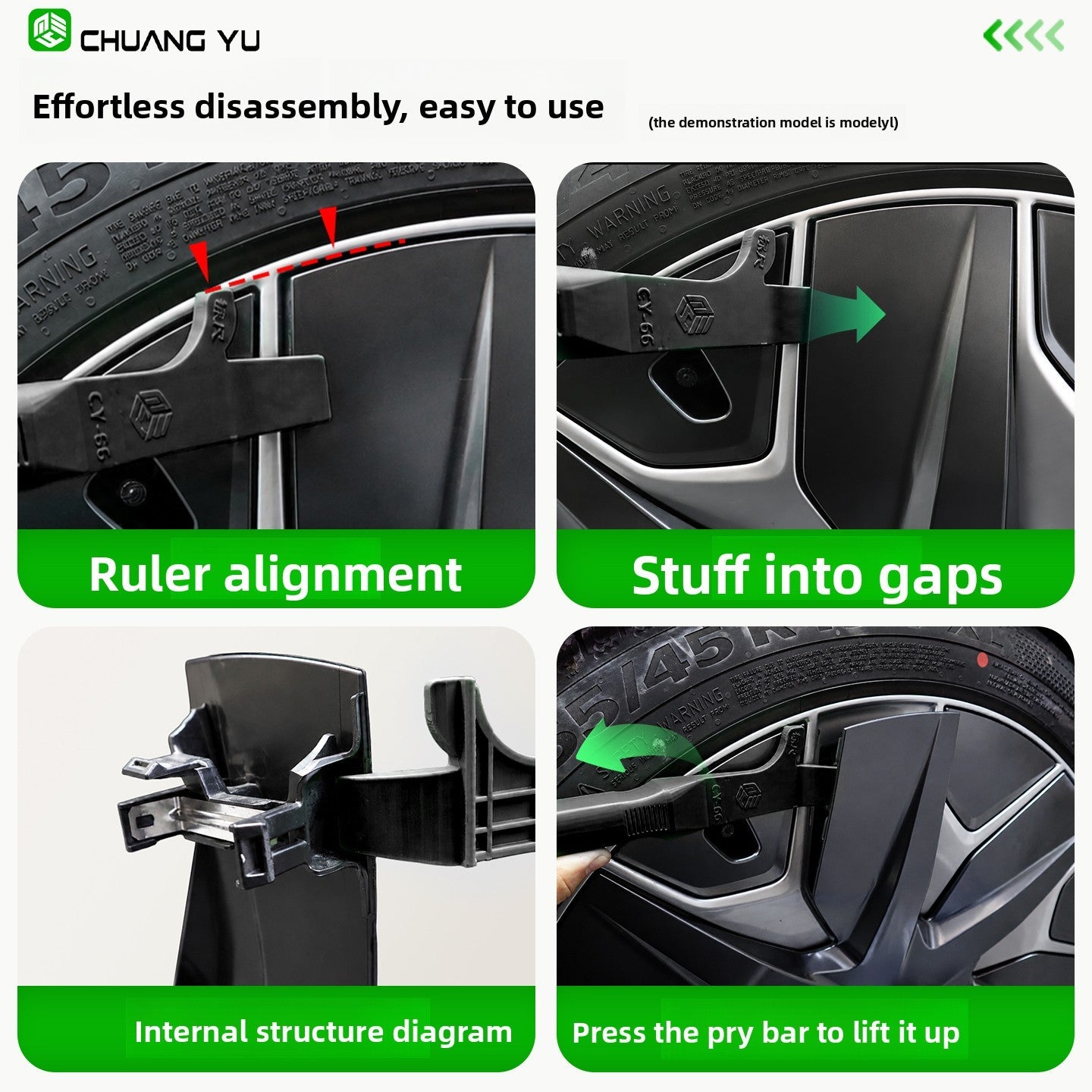 [Aisen] Hubcap Removal Tool Pry Bar Wheel Cover Repair Puller for Tesla Model 3 Model Y Model S Model X