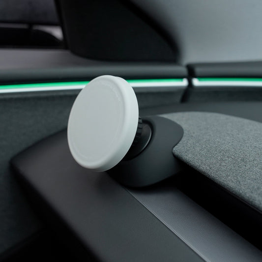 [Aisen] Hidden Cockpit Console Phone Bracket for Tesla Model Y Juniper & Model 3 Highland Anti-Slip Metal Base (Liquid Silicone Wrapped, Grey LHD/RHD 1-Pack)