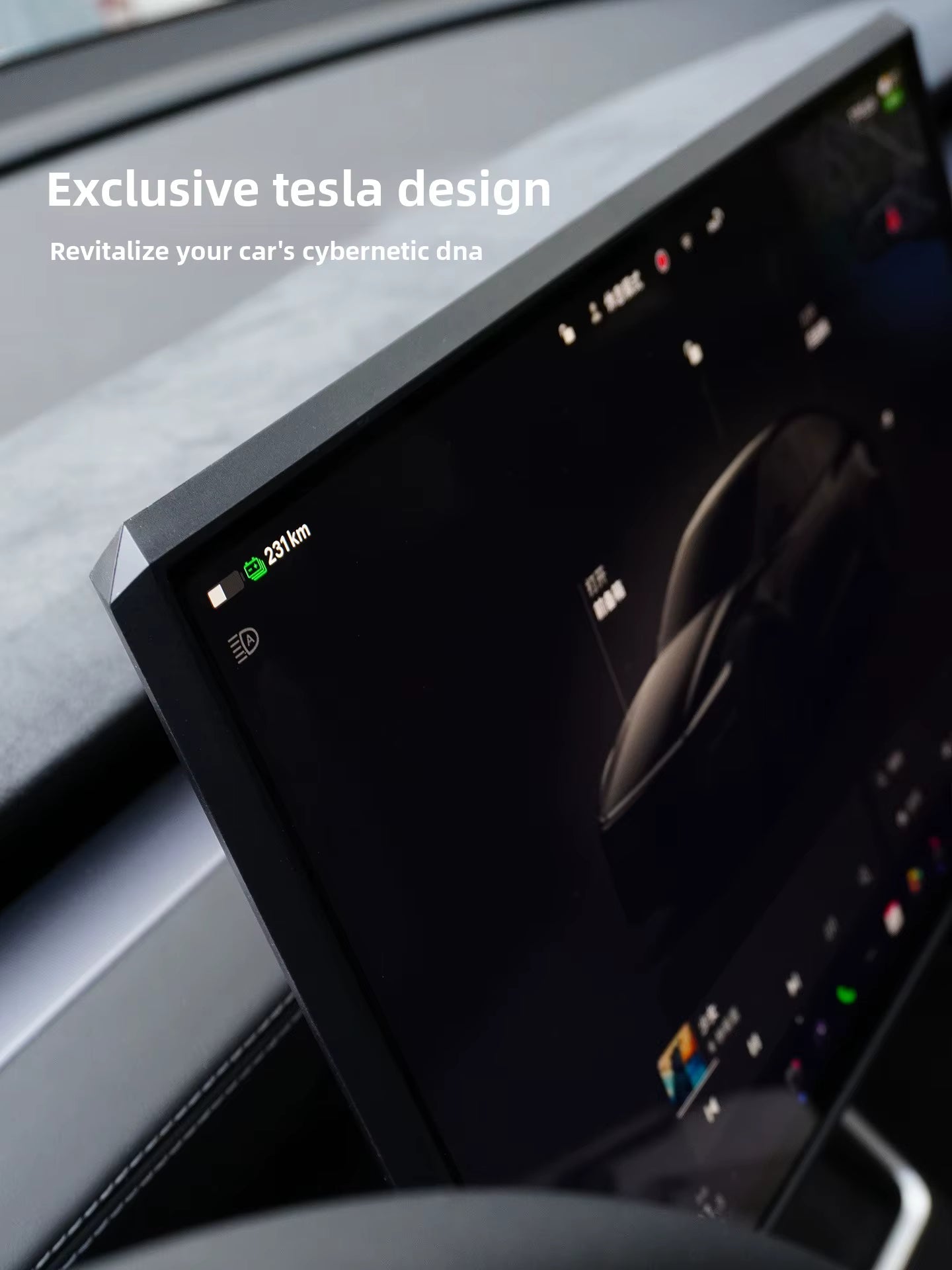 [Aisen] Cyberpunk Central Control Screen Protector Border Cover for Tesla Model Y Juniper 2025 Model 3 Highland  (Premium Shockproof Silicone, 15.4-Inch Display Bezel 1-Pack)
