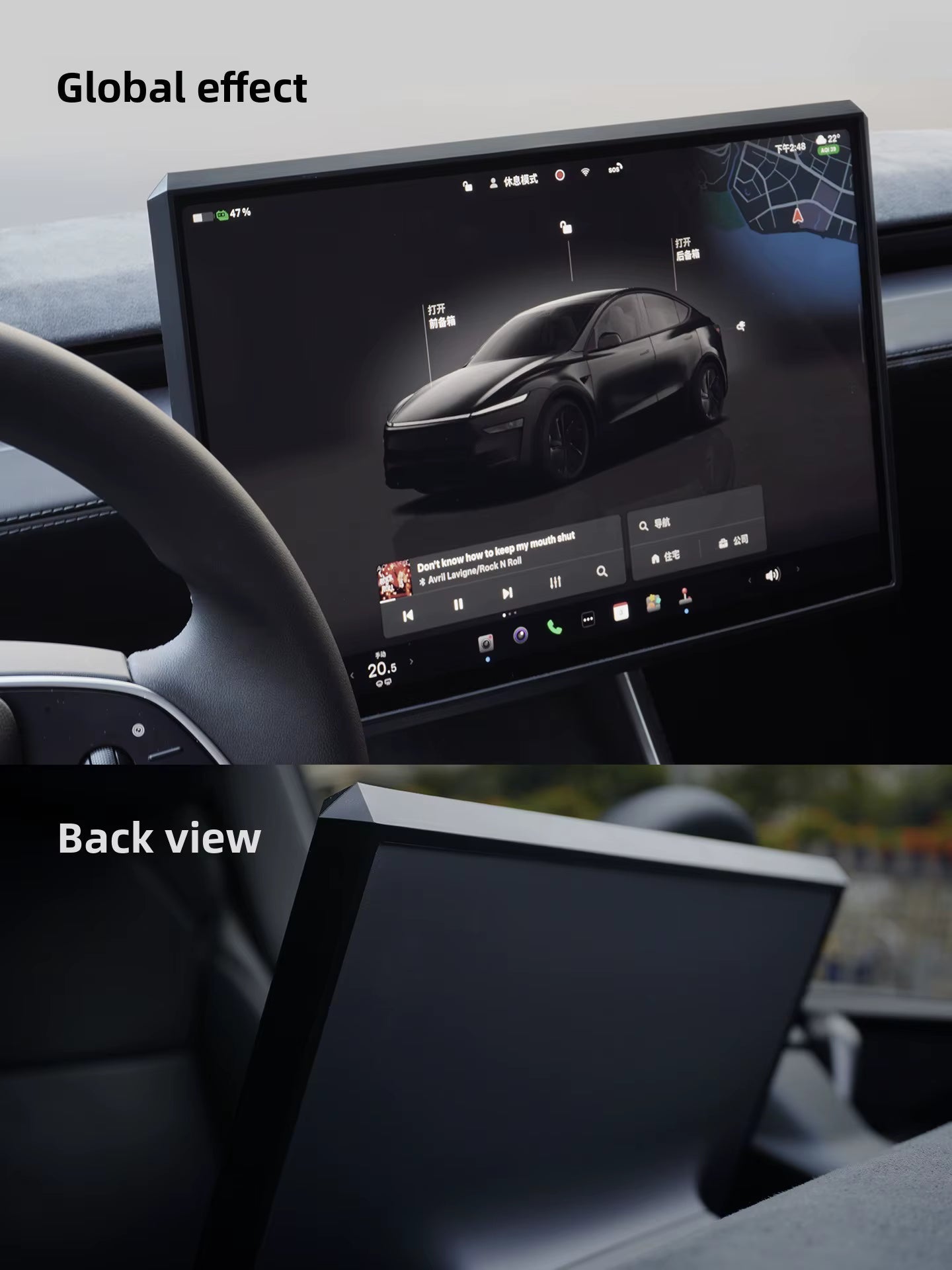 [Aisen] Cyberpunk Central Control Screen Protector Border Cover for Tesla Model Y Juniper 2025 Model 3 Highland  (Premium Shockproof Silicone, 15.4-Inch Display Bezel 1-Pack)