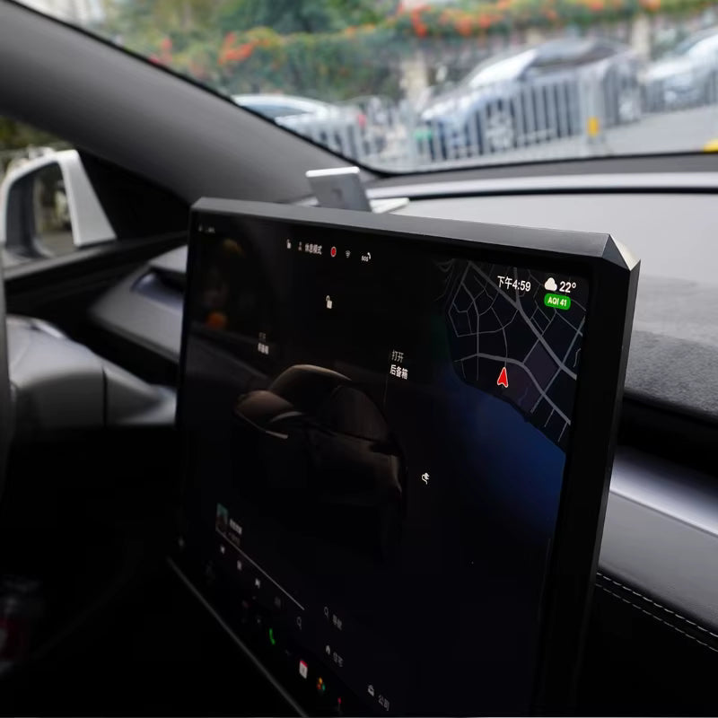 [Aisen] Cyberpunk Central Control Screen Protector Border Cover for Tesla Model Y Juniper 2025 Model 3 Highland  (Premium Shockproof Silicone, 15.4-Inch Display Bezel 1-Pack)