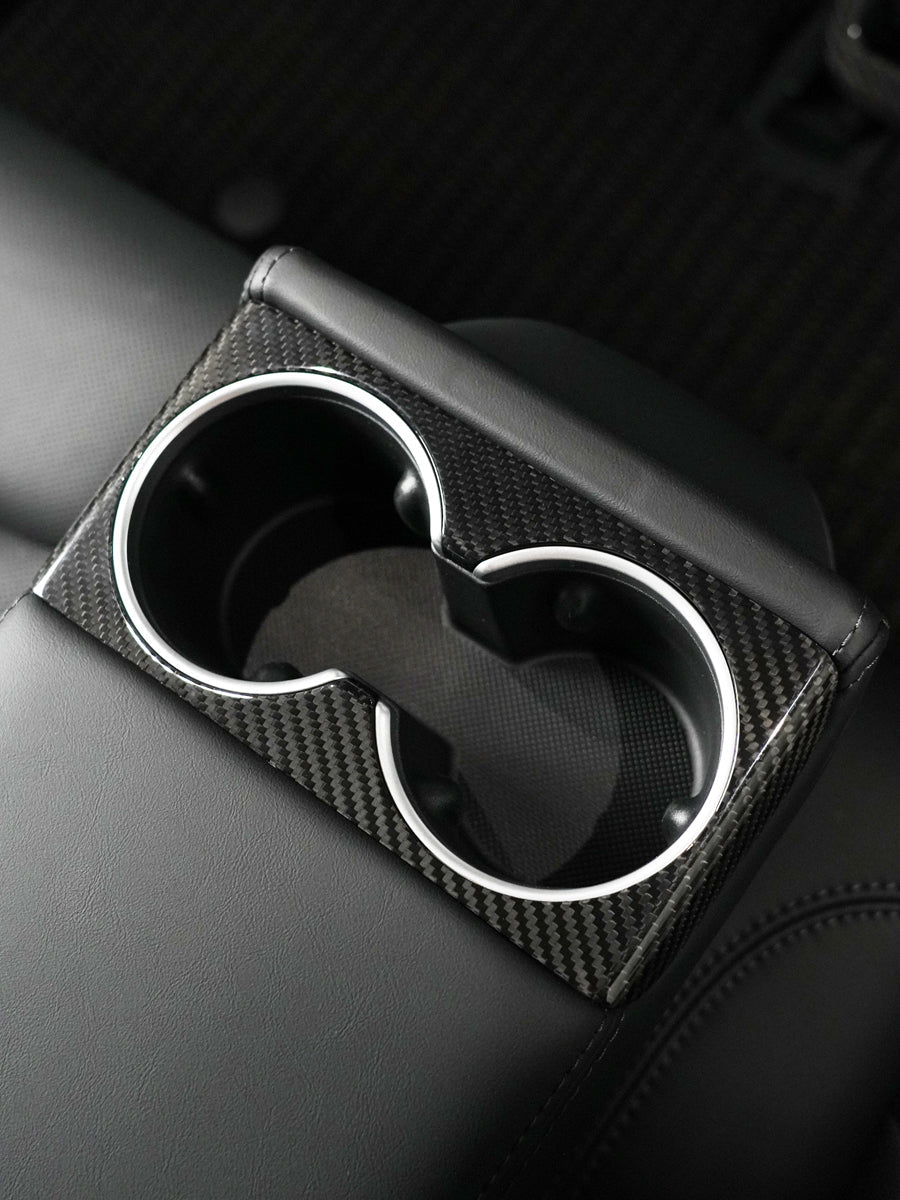 Carbon Fiber Rear Seat Cup Cover for Tesla Model 3 Highland 2024-2026