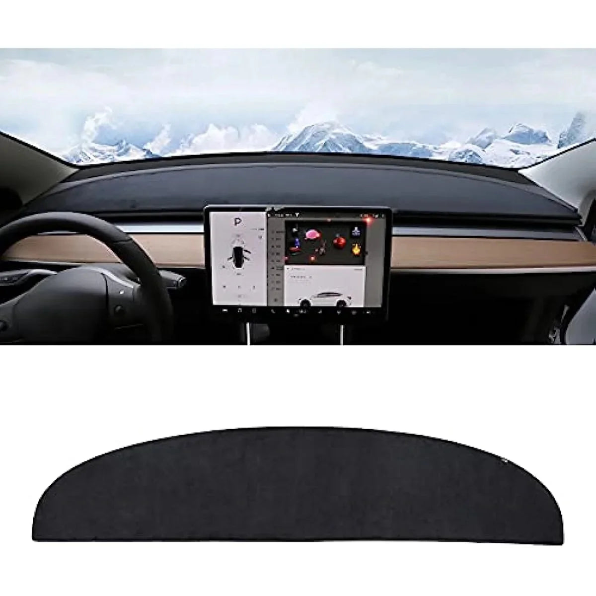 [Aisen] Suede Dashboard Cover Mat for Tesla Model 3 & Model Y 2017-2024 (Premium Anti-Glare Suede, Laser-Cut)