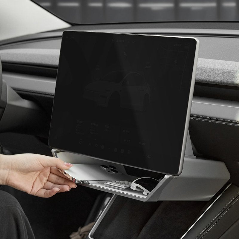 [Aisen] Center Console Screen Storage Box for Tesla Model Y Juniper & Model 3 Highland 2024-2026 Magnetic Cyber Style Organizer