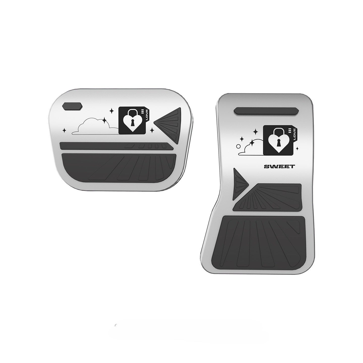 [Aisen] Aluminum Pedal Covers for Tesla Model 3 Highland 2024 2025 2026 Anti-Slip Accelerator Brake Pads (Metal Silver, 2-Pack)