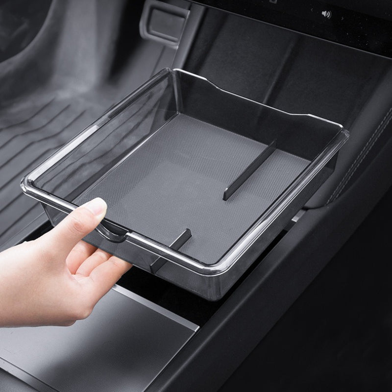 [Aisen] for Tesla Model Y Juniper Model 3 Highland Control Hidden Storage Box Drawer Clear Black ABS Interior Organizer Car Storage Box**