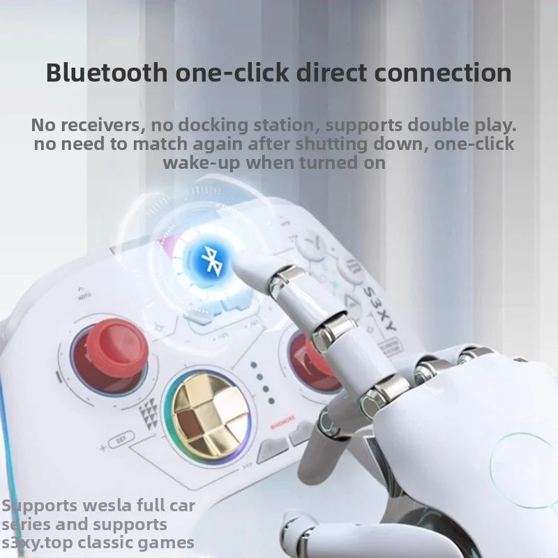 [Aisen] Wireless Bluetooth Gamepad Gaming Controller for Tesla Model Y 3 X S Multi-Platform Switch (Premium Anti-Slip ABS, 1-Pack with USB Receiver)