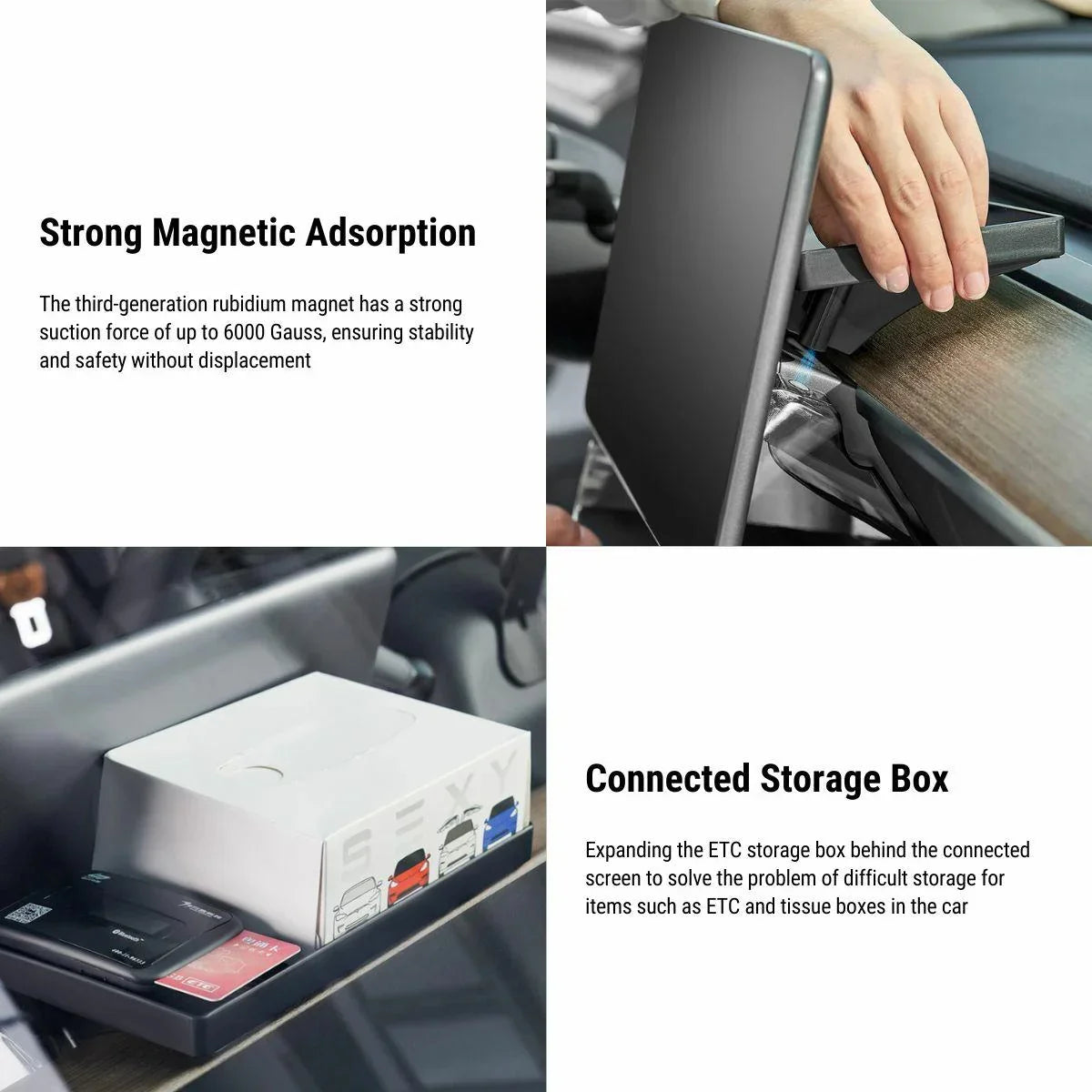[Aisen] Center Console Organizer Under Screen Storage Tray for Tesla Model Y Model 3 2021-2023 (Premium Odorless Silicone, Dash Dashboard Behind Shunt 1-Pack)