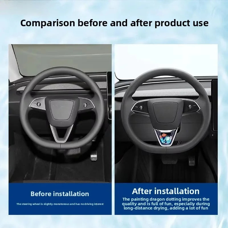 [Aisen] for Tesla Model 3 Highland 2024+ Model Y juniper 2025+ Car Steering Wheel Dynamic Sequins Advanced Feel
