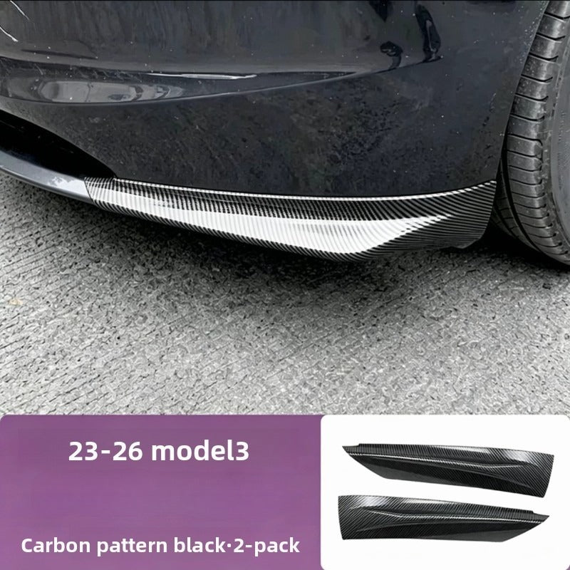 [Aisen] Front Bumper Protector Lip Corner Guard Anti-Scratch Bumper Winglet Spoiler for Tesla Model 3 Highland Model Y Juniper （Premium Luxury High-Toughness Automotive ABS 2-Piece Set）