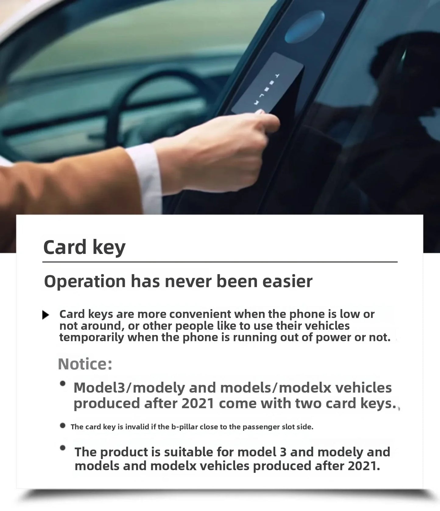 [Aisen] for Tesla Model 3 Model Y Key Card Set Portable NFC Smart Access Card Durable PVC Official Style Entry Accessory 2-Pack