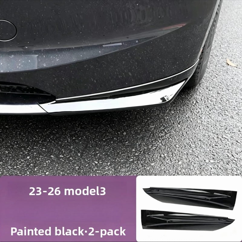 [Aisen] Front Bumper Protector Lip Corner Guard Anti-Scratch Bumper Winglet Spoiler for Tesla Model 3 Highland Model Y Juniper （Premium Luxury High-Toughness Automotive ABS 2-Piece Set）