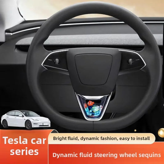 [Aisen] for Tesla Model 3 Highland 2024+ Model Y juniper 2025+ Car Steering Wheel Dynamic Sequins Advanced Feel