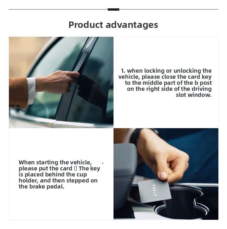[Aisen] for Tesla Model 3 Model Y Key Card Set Portable NFC Smart Access Card Durable PVC Official Style Entry Accessory 2-Pack