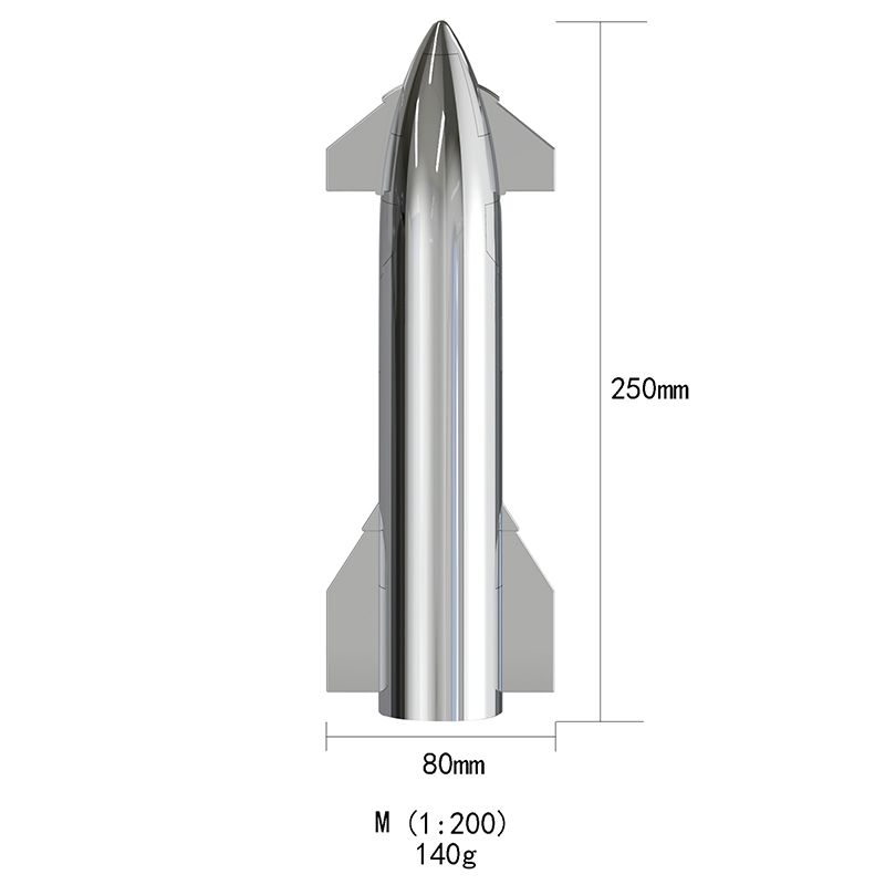 [Aisen] 1:200 Electroplated Metal Starship Model for SpaceX Collectors (Premium Mirror Alloy, Rocket Display Accessory)