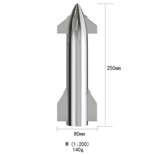 [Aisen] 1:200 Electroplated Metal Starship Model for SpaceX Collectors (Premium Mirror Alloy, Rocket Display Accessory)