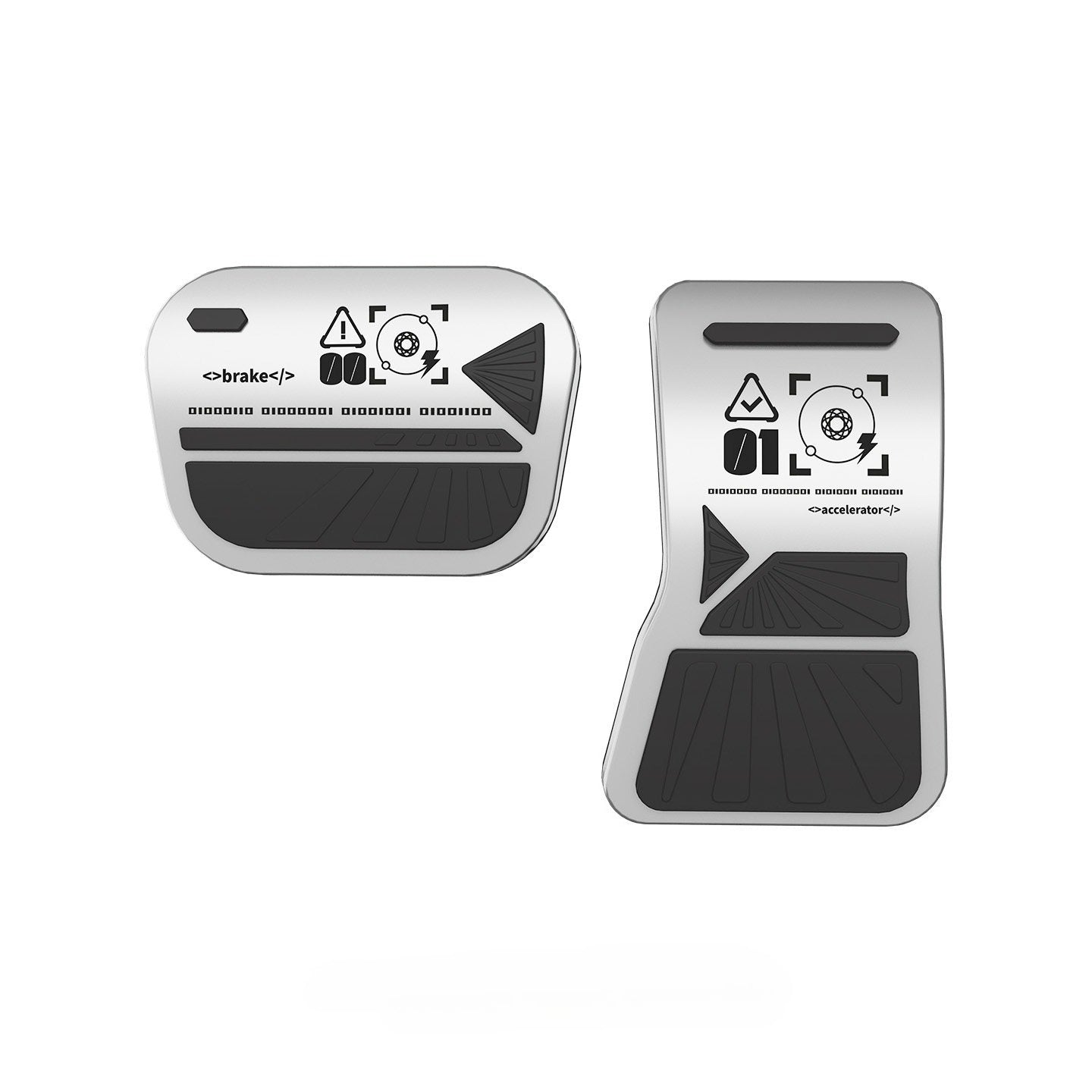 [Aisen] Aluminum Pedal Covers for Tesla Model Y Juniper  2025 2026 Anti-Slip Accelerator Brake Pads (Metal Silver, 2-Pack)