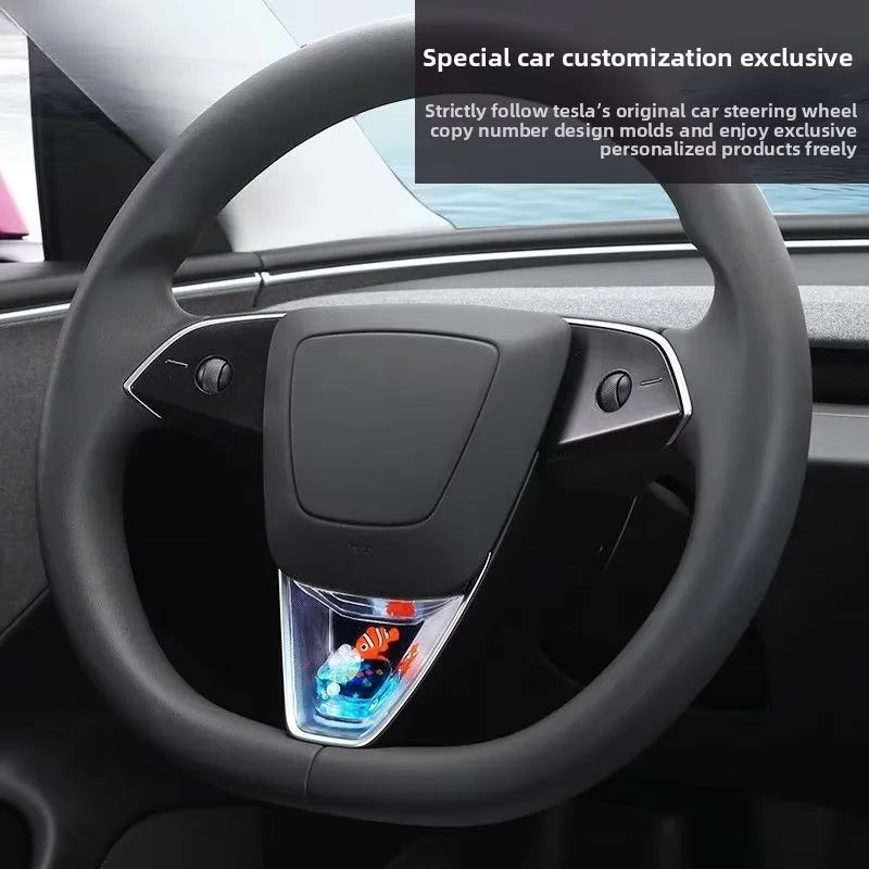 [Aisen] for Tesla Model 3 Highland 2024+ Model Y juniper 2025+ Car Steering Wheel Dynamic Sequins Advanced Feel