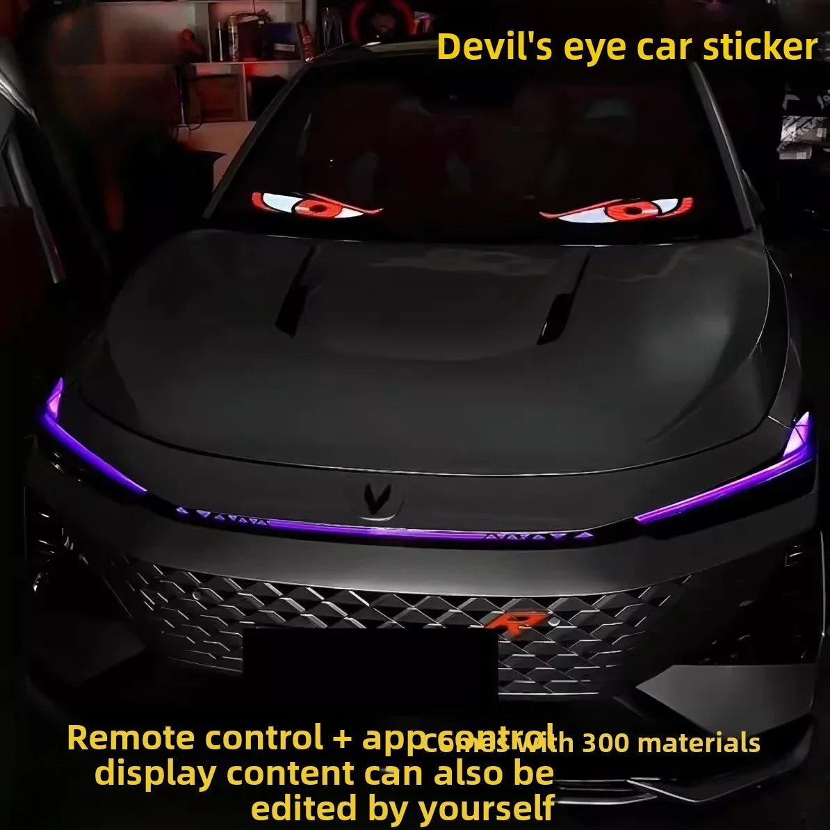 [Aisen] Car Devil's Eye Dynamic LED Display for Tesla Model Y 3 S X & Trucks (Flexible Polymer, App Control 2-Pack)