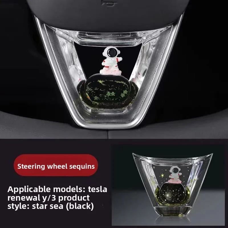 [Aisen] for Tesla Model 3 Highland 2024+ Model Y juniper 2025+ Car Steering Wheel Dynamic Sequins Advanced Feel