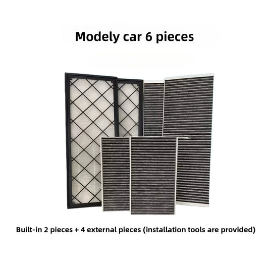 [Aisen] for Tesla Model 3 Model Y 2021–2026 HEPA Air Conditioner Air Filter Element Inner & Outer Full Set Activated Carbon Cabin Filter 6-Piece Kit Replacement Accessory