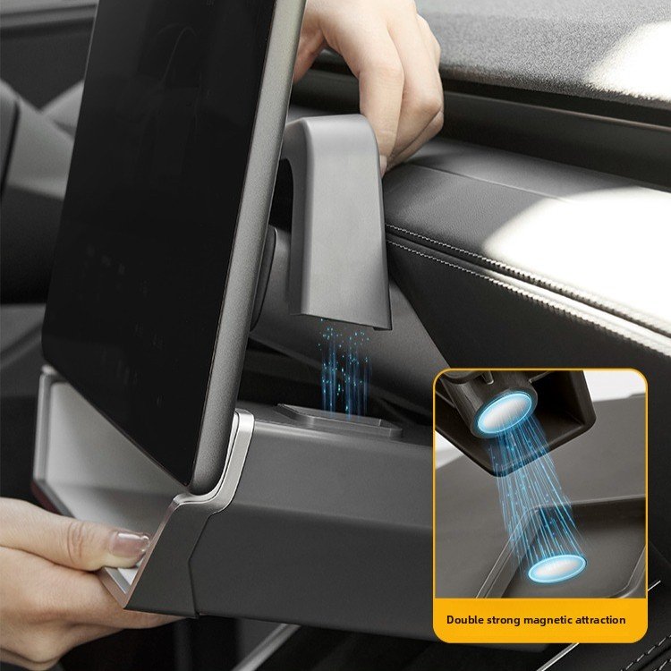 [Aisen] Center Console Screen Storage Box for Tesla Model Y Juniper & Model 3 Highland 2024-2026 Magnetic Cyber Style Organizer
