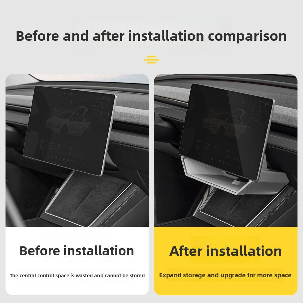 [Aisen] Center Console Screen Storage Box for Tesla Model Y Juniper & Model 3 Highland 2024-2026 Magnetic Cyber Style Organizer